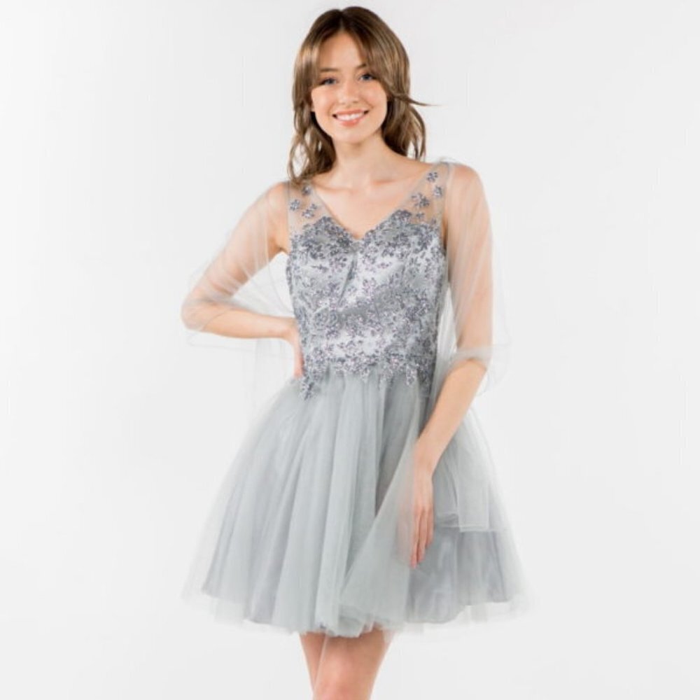 NEW MESH SHORT OFF THE SHOULDER SLEEVELESS DRESS WITH ZIPPER BACK GLS GS1968